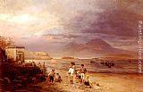 Fishermen with the Bay of Naples and Vesuvius beyond by Oswald Achenbach